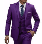 Three-Piece Solid Two-Button Suit Set