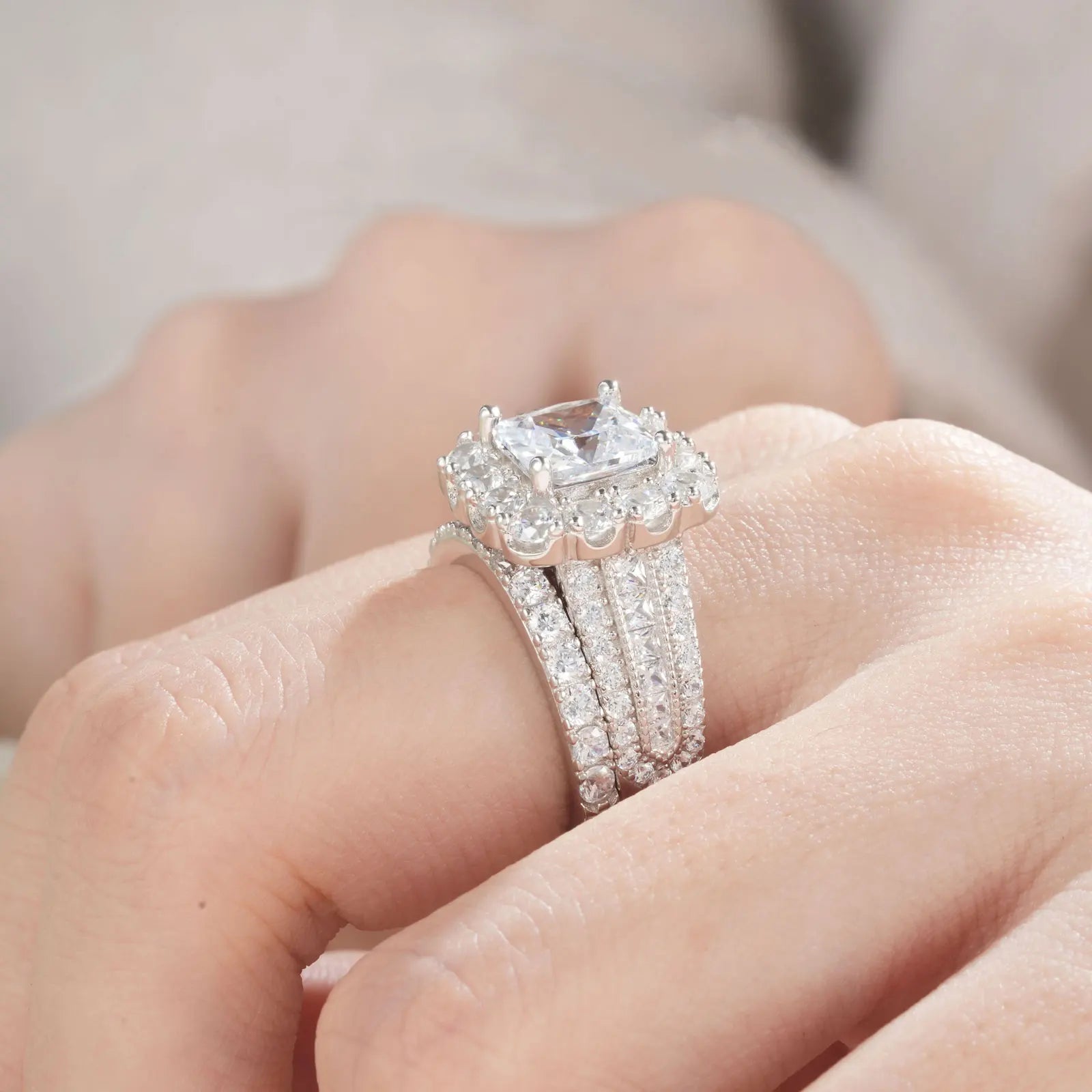 Sterling Silver Wedding Ring Set