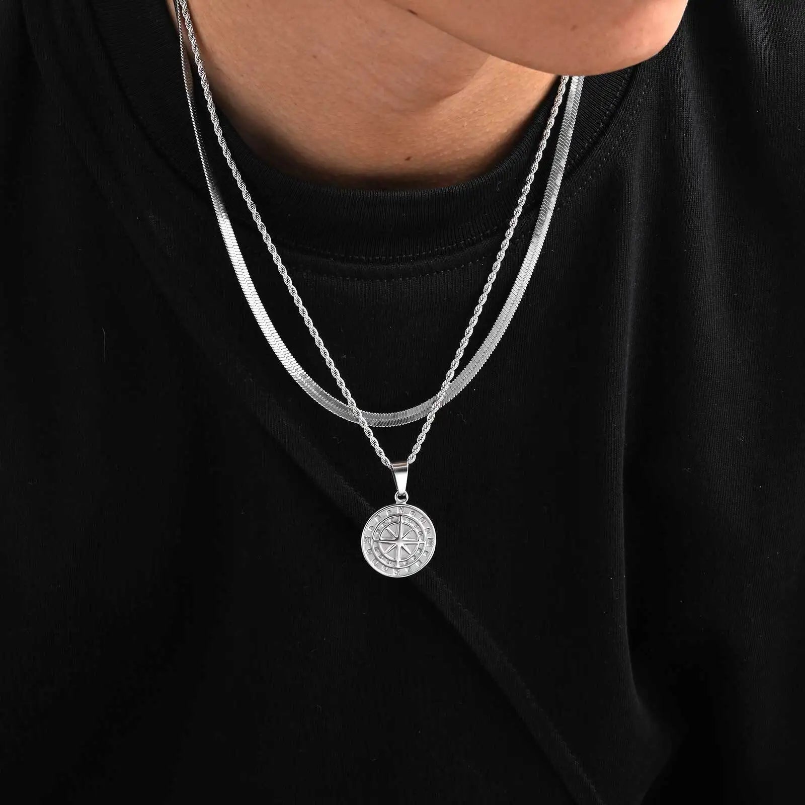 Mprainbow Compass Coin Necklace