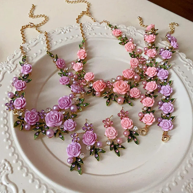 Crystal Pearl Necklace Set