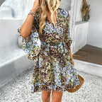 V-Neck Ruffle Floral Dress