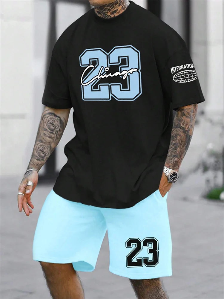 Digital Print Crewneck Tracksuit Set