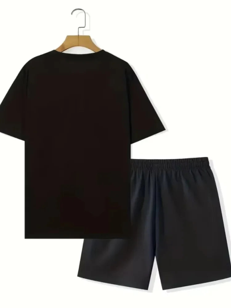 Logo Print Loose Shorts Set