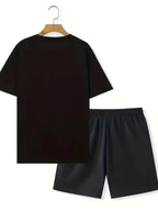 Logo Print Loose Shorts Set