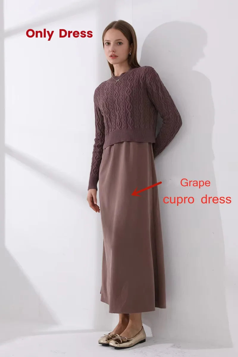 Knitted Top with Cupro Strap Dress