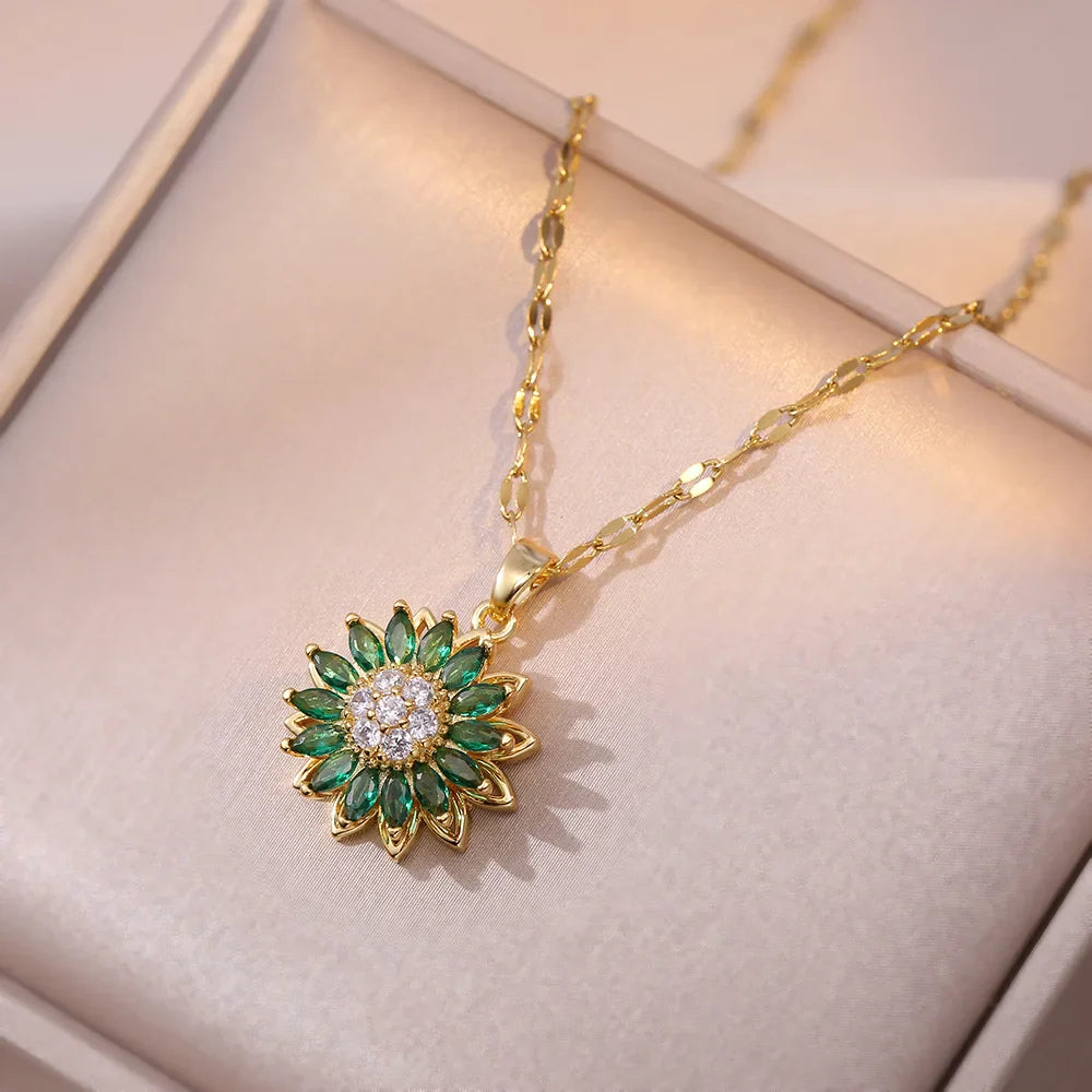 Double-Layer Sunflower Necklace Set