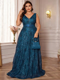 Deep V-Back Sequin Gown