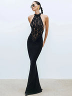 Turtleneck Maxi Patchwork Dresses