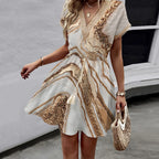 Floral V-Neck Batwing Sleeve Dress