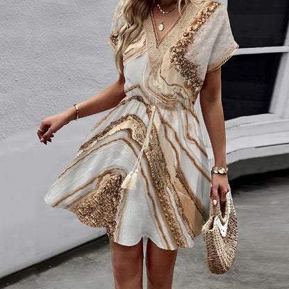 Floral V-Neck Batwing Sleeve Dress