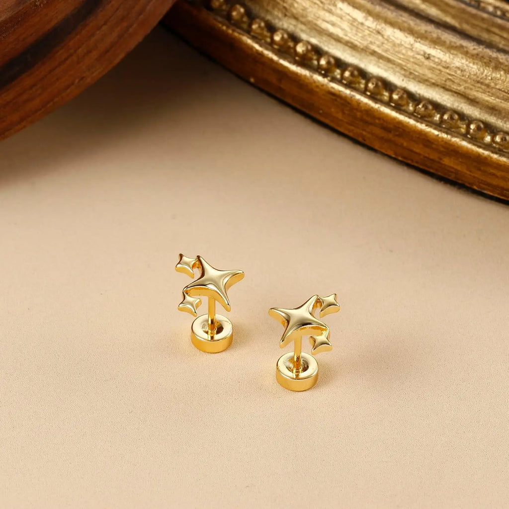 Star Screw Back Stud Earrings