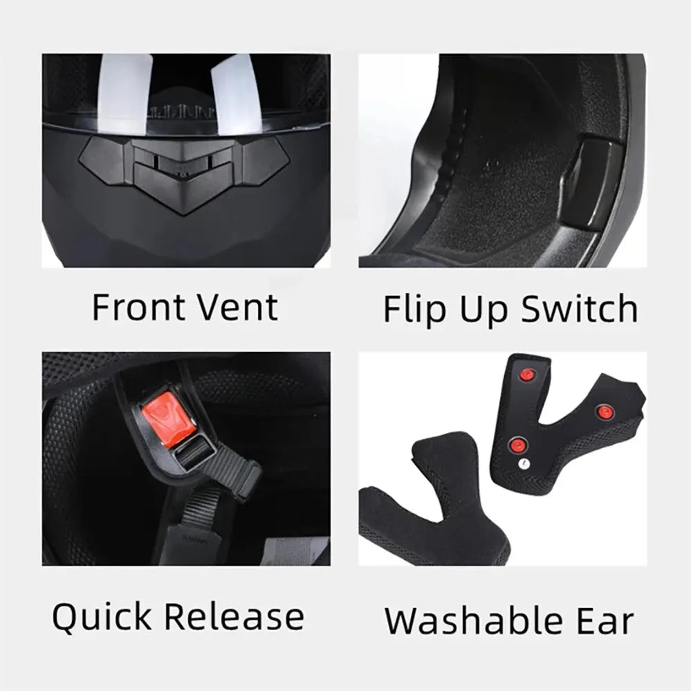 Dual Lens Flip Up Motorcycle Helmet