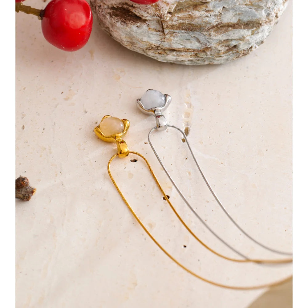 Gold Stone Pendant Necklace