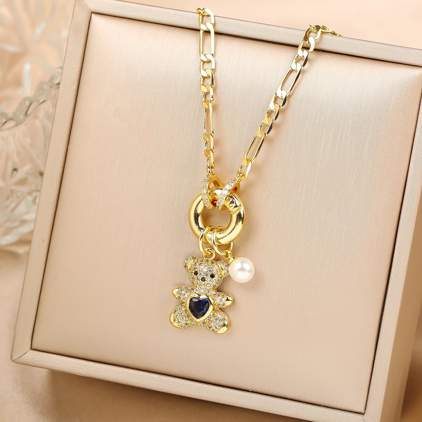 Crystal Bear Pendant Necklace