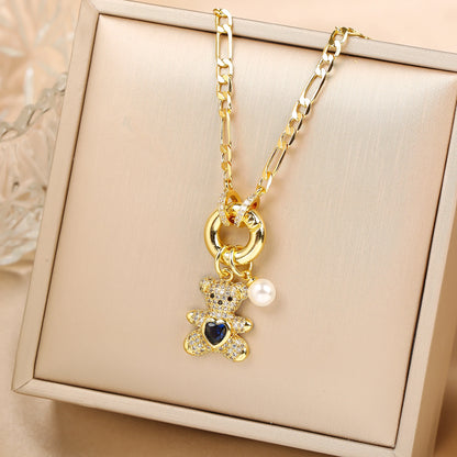 Crystal Bear Pendant Necklace