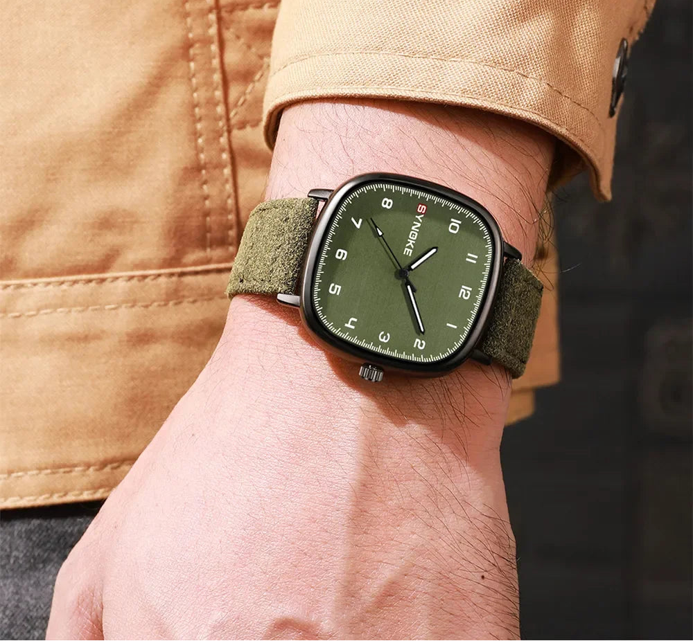 SYNOKE Square Leather Quartz Watch