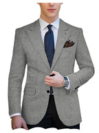 Herringbone Tweed Single-Breasted Blazer
