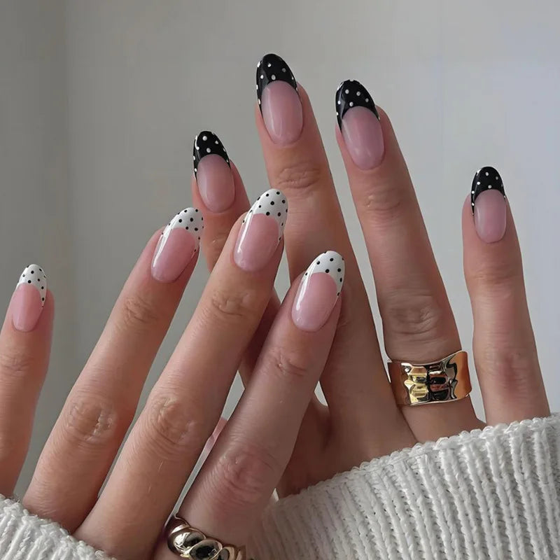 Blue Press Nails Polka Dot