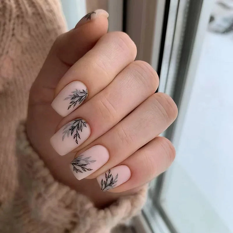 Mid-length French False Nails Leopard
