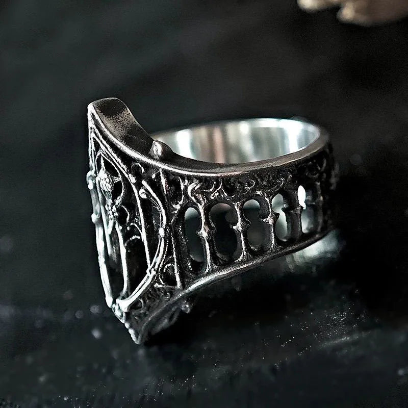 Gothic Openwork Wide-Band Ring