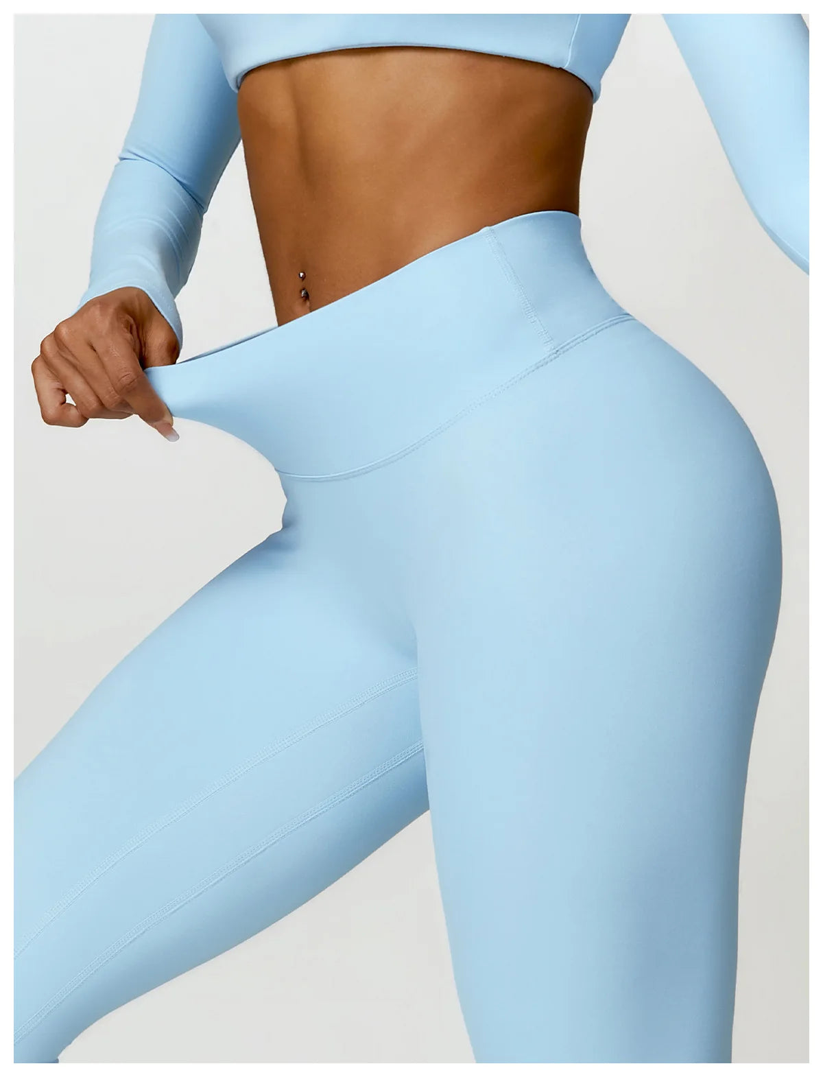 Nylon Solid Long Sleeve Two-Piece Yoga Set