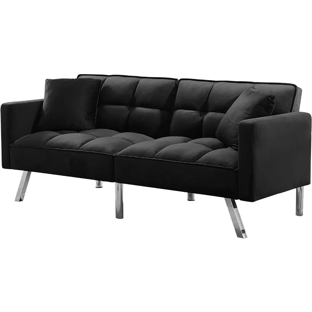 Velvet Convertible Futon Sofa Bed