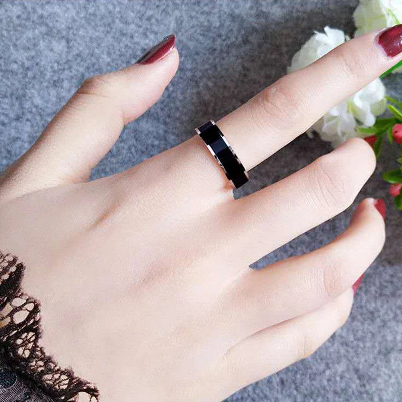 White Black Charm Ring
