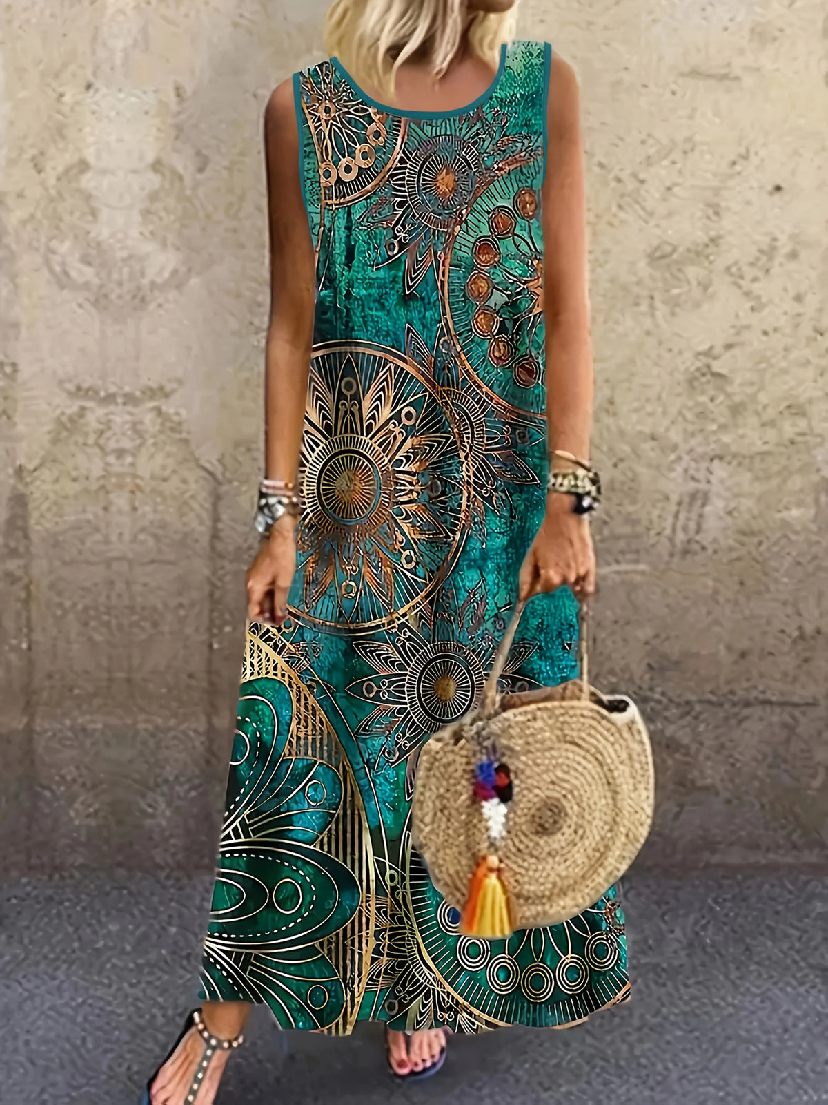Bohemian Sunflower Print Dress