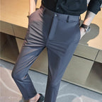 No-Iron Stretch Straight Trousers