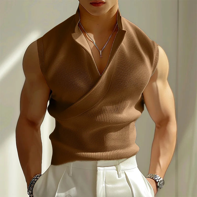 INCERUN V-Neck Solid Tank Top