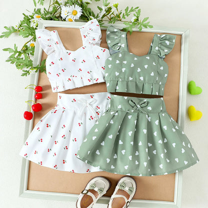 Baby Girl Cherry Heart Top & Skirt Set