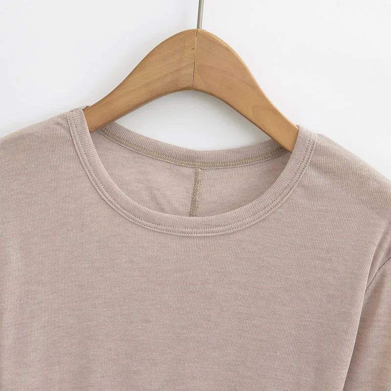 Broadcloth Solid Crew Neck True-To-Size Fit Top