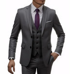 Three-Piece Solid Two-Button Suit Set
