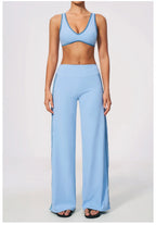Nylon Striped Sleeveless True-To-Size Fit Two-Piece Yoga Set