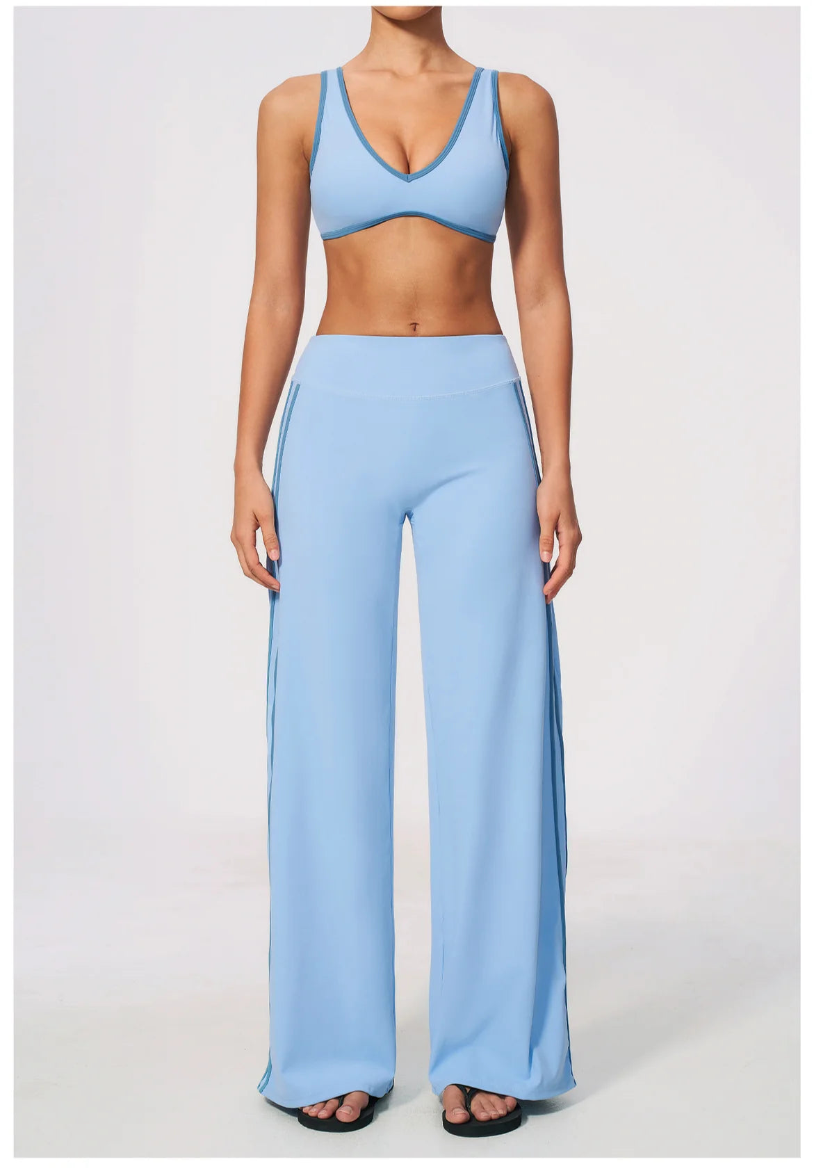 Nylon Striped Sleeveless True-To-Size Fit Two-Piece Yoga Set