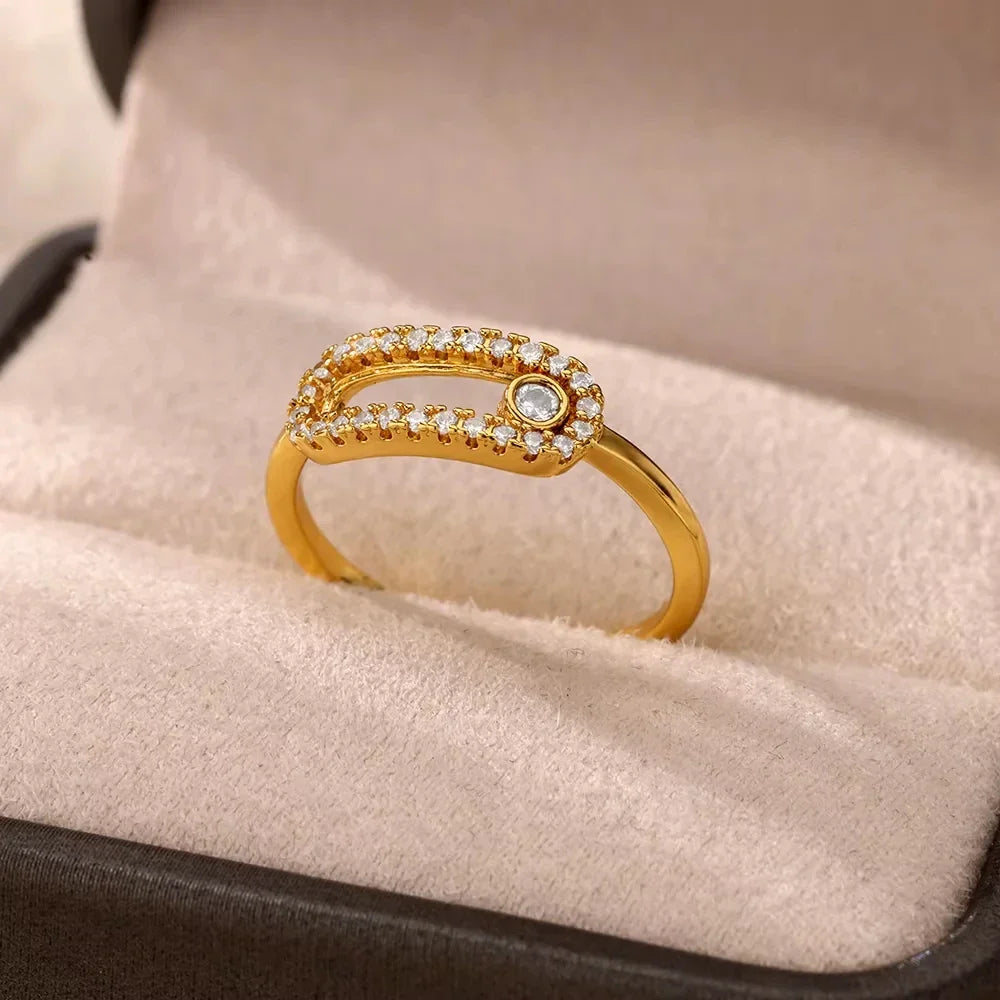 Gold Plated Crystal Ring