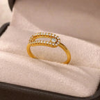 Gold Plated Crystal Ring