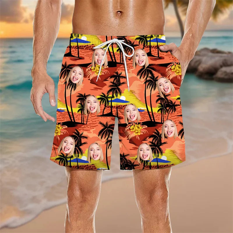 Palm Leaf 3D Print Swim Trunks
