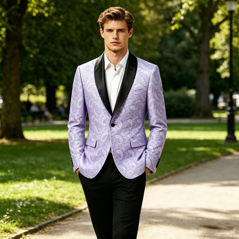 Paisley Jacquard Satin Shawl Blazer