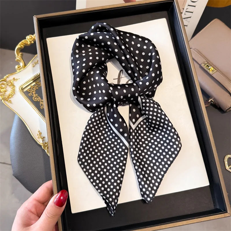 Dot Print 70cm Silk Square Scarf