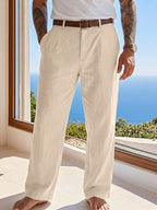 Loose Linen Pleated Casual Trousers