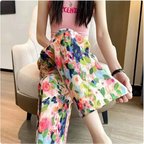 Multi-Color Print Wide-Leg Pants