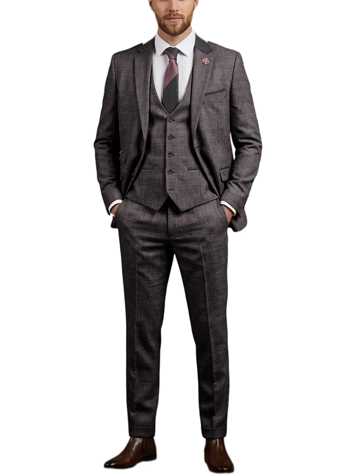 Linen Three-Piece Notch-Lapel Suit