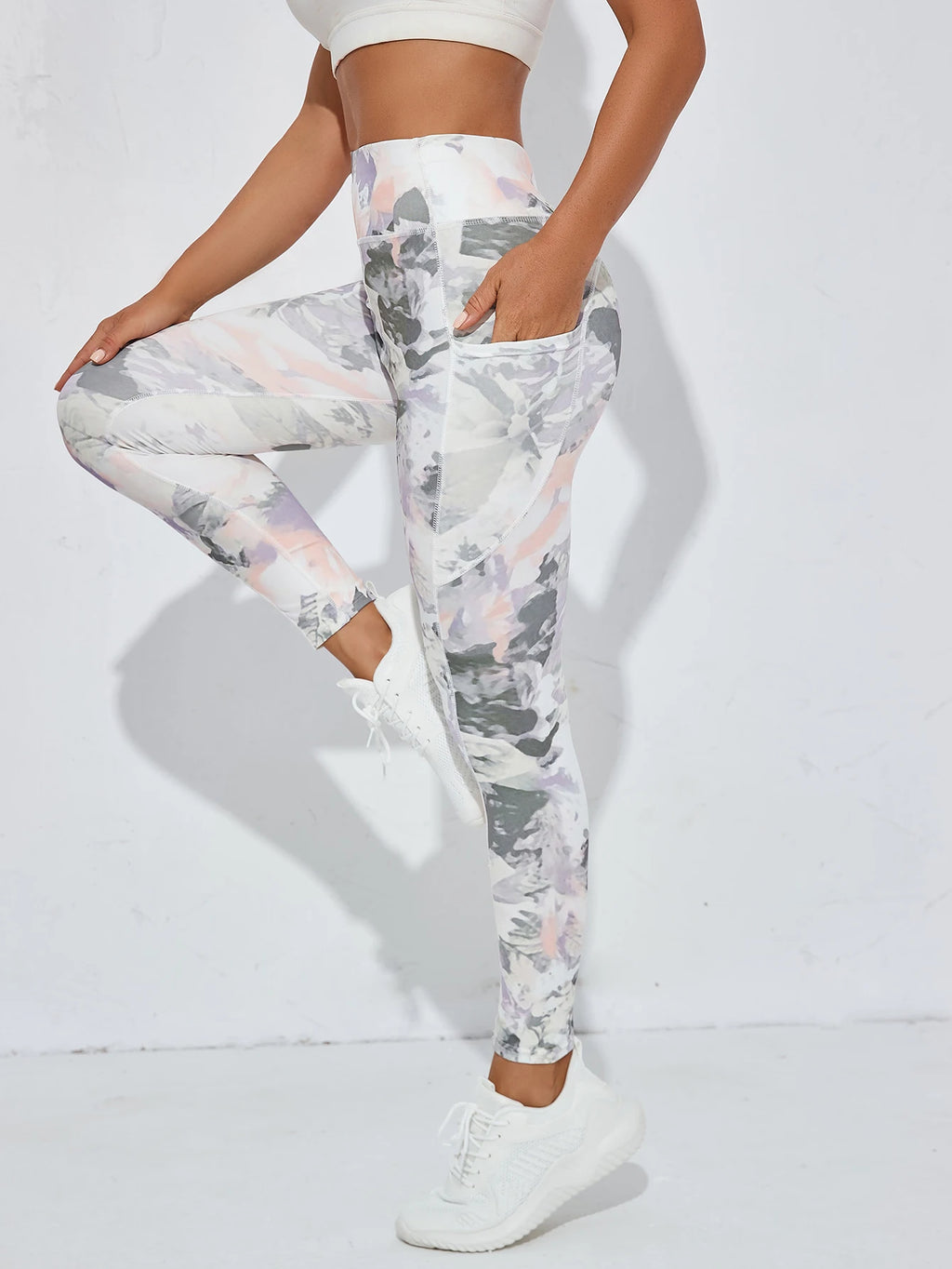 Printed Welt-Pocket Ankle Yoga Pants