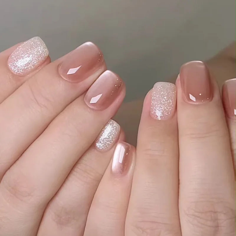 Short Square Press Nails Gradient