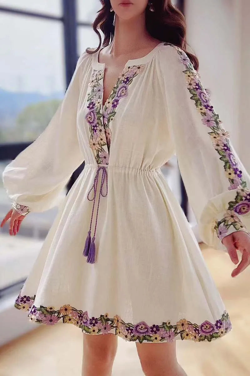 Spring Embroidered Chiffon Dress