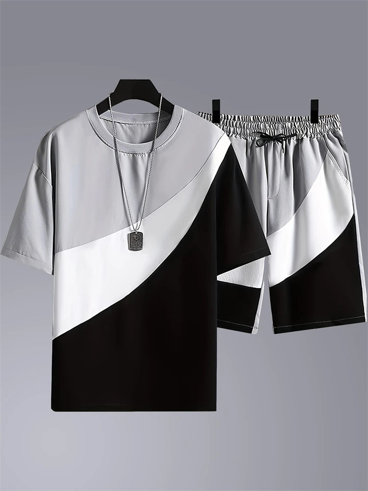 Logo Print Loose Shorts Set