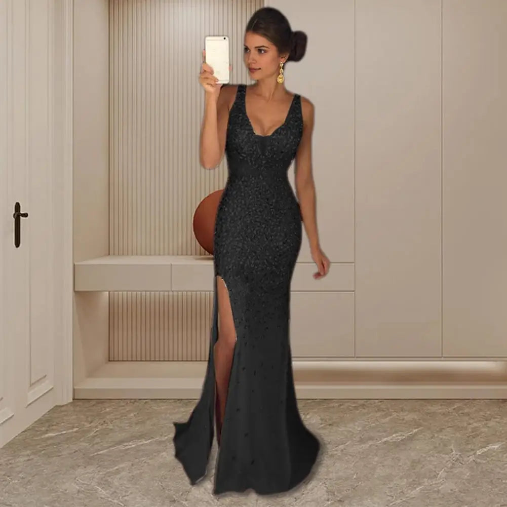 Sequin Mesh Evening Party Dress