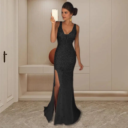 Sequin Mesh Evening Party Dress