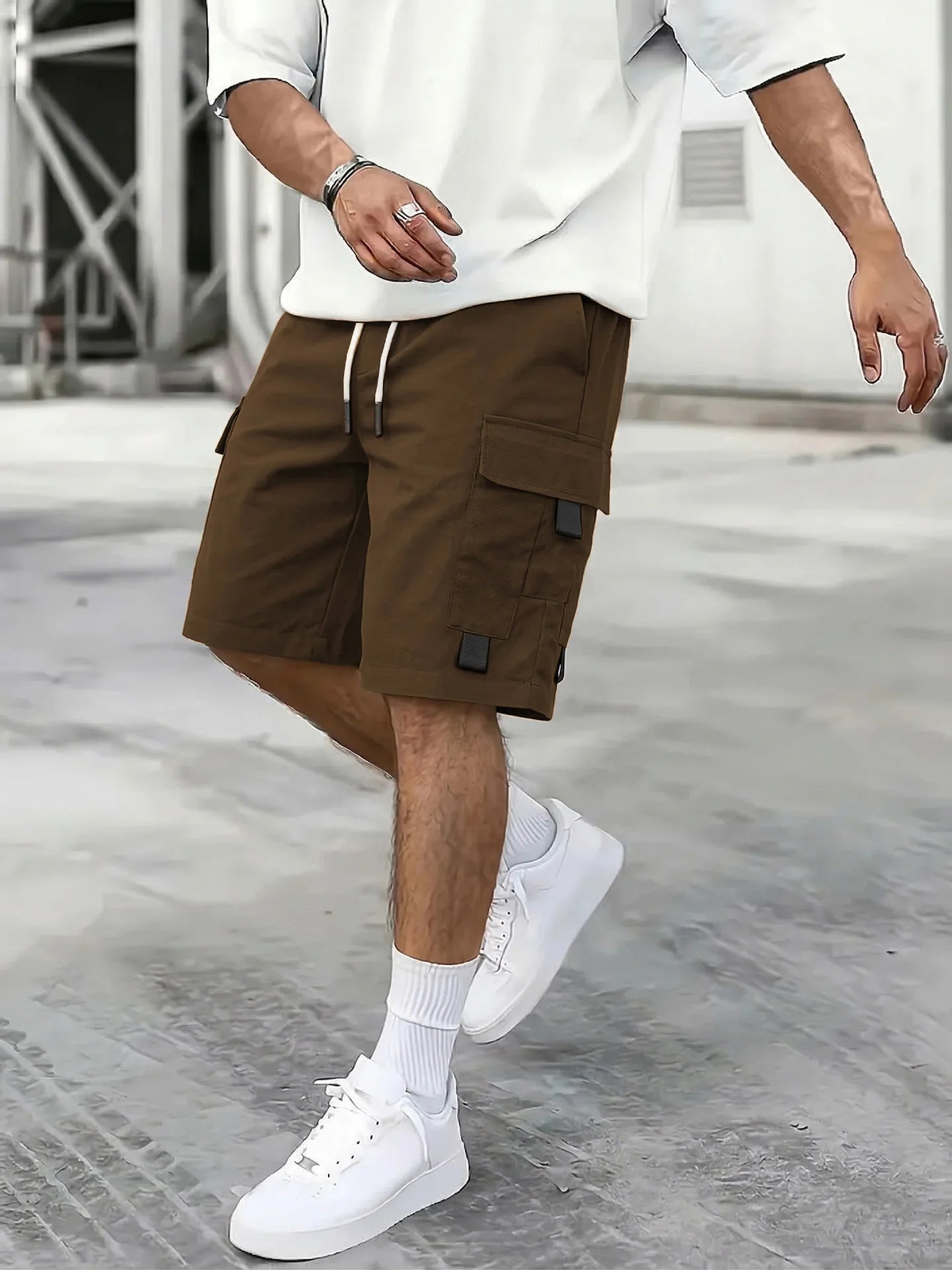 Flap Cargo Drawstring Shorts